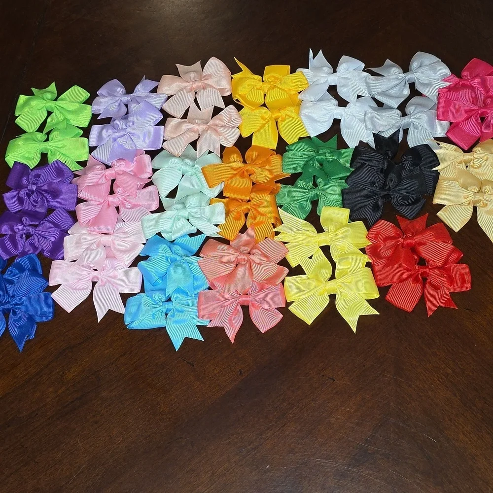 (J20) 40 Total, Colorful Hair Bow Clip Set for Kids